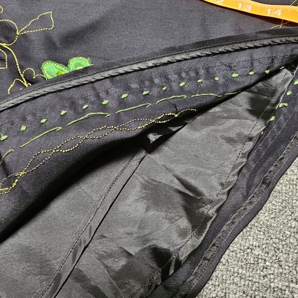 Fairycore Forestcore Artsy Forest Fairy Skirt Black Floral Ribbon Embellished 8 - Picture 6 of 12